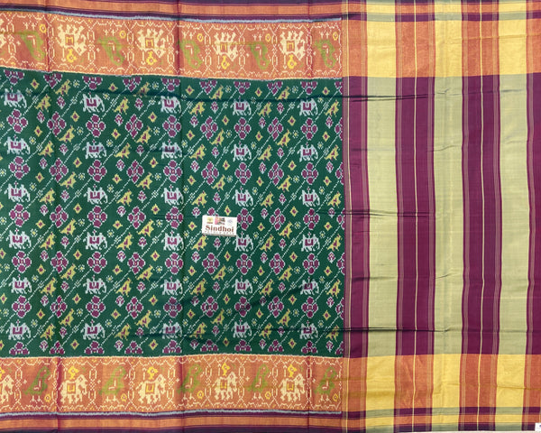 Laheriya Narikunj Rama Green patola Saree