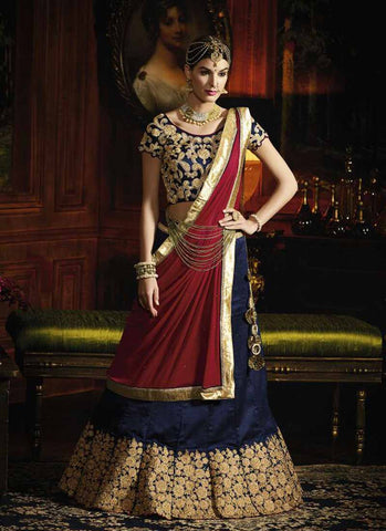Navy blue croptop lehenga 