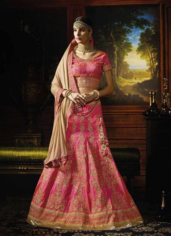 Pink and beige croptop lehenga 