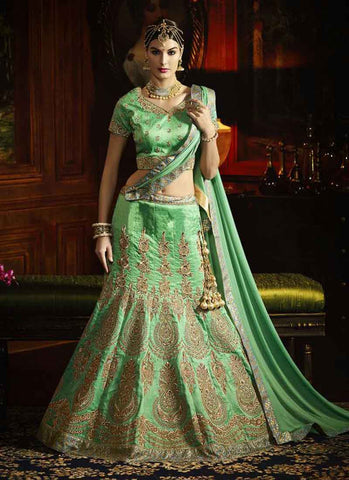 Green croptop lehenga 