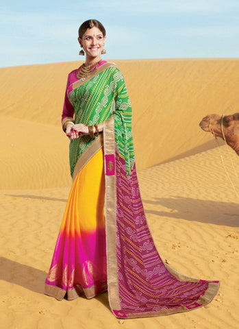 Multicolor bandhani saree 