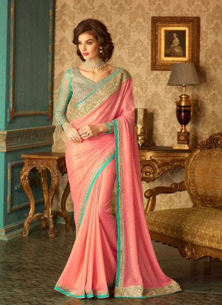 Peach saree - New India Fashion