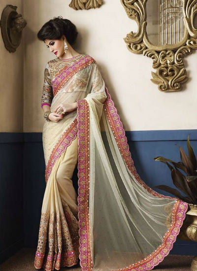 off white saree - New India Fashion