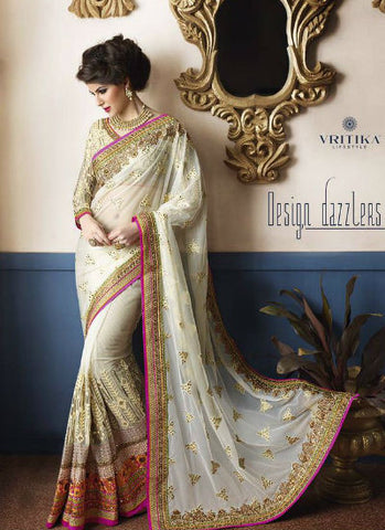 Off white saree - New India Fashion
