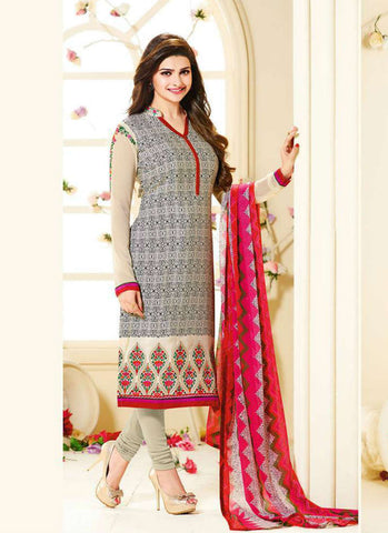 Cream straight salwar suit - New India Fashion