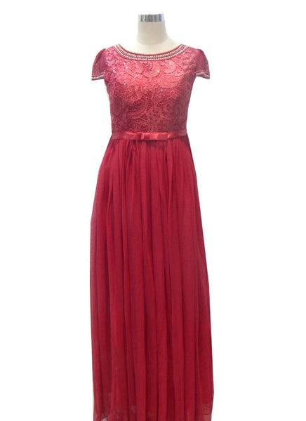 Maroon long gown - New India Fashion