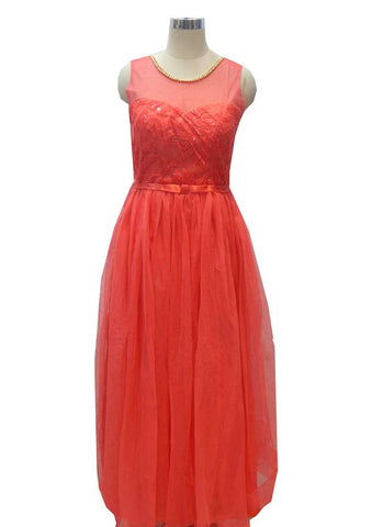 Tomato long gown - New India Fashion