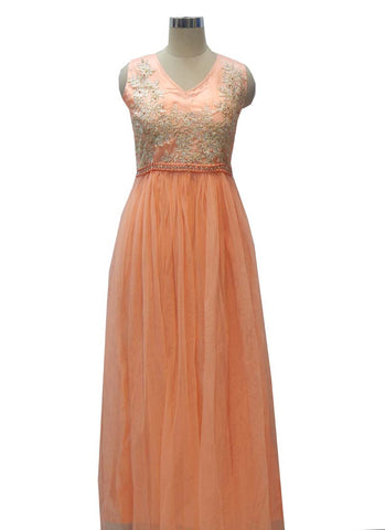Peach long gown - New India Fashion