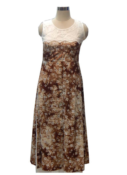 Coffee and white long gown - New India Fashion