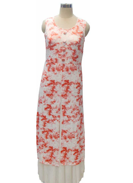 Tomato and white long gown - New India Fashion